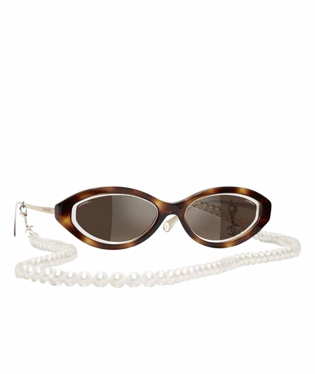 CHANEL Коричневые пластиковые солнцезащитные очки, фото 1