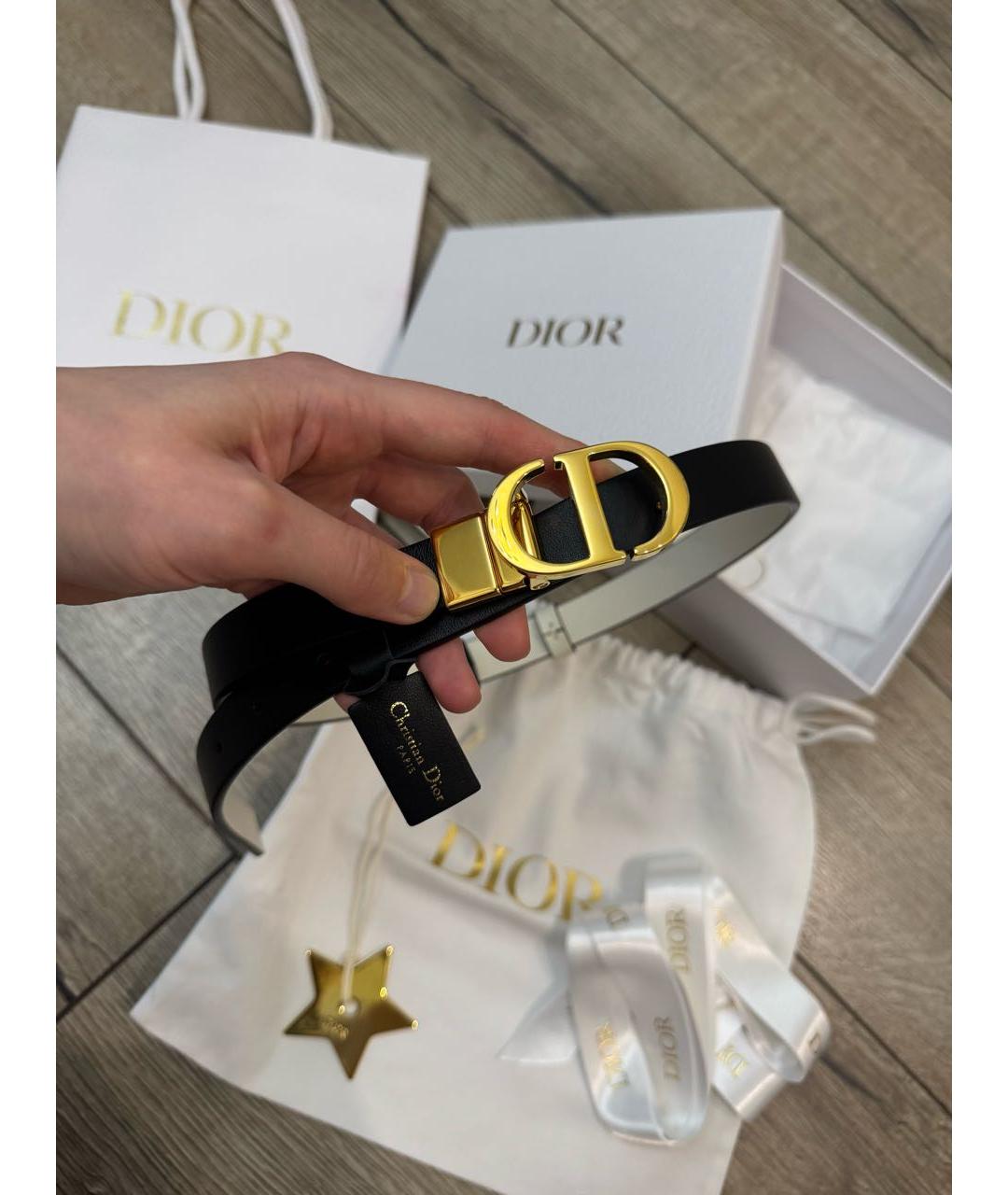 CHRISTIAN DIOR Черный кожаный ремень, фото 5