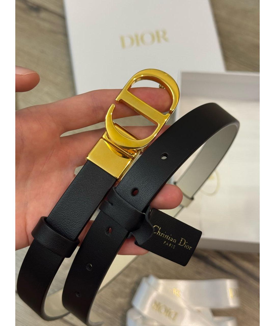 CHRISTIAN DIOR Черный кожаный ремень, фото 3