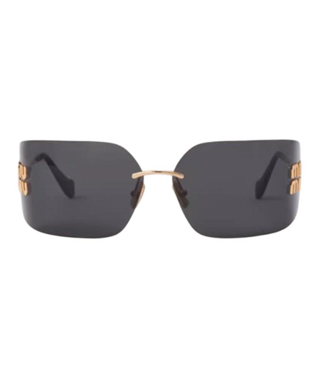MIU MIU Золотые металлические солнцезащитные очки, фото 1