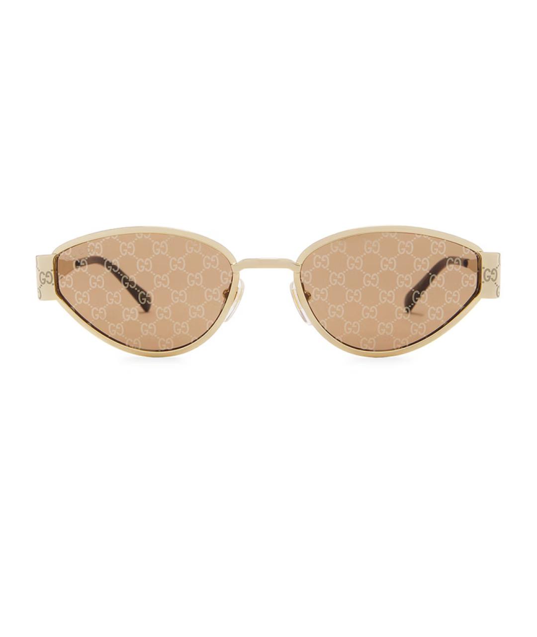 GUCCI Золотые пластиковые солнцезащитные очки, фото 2