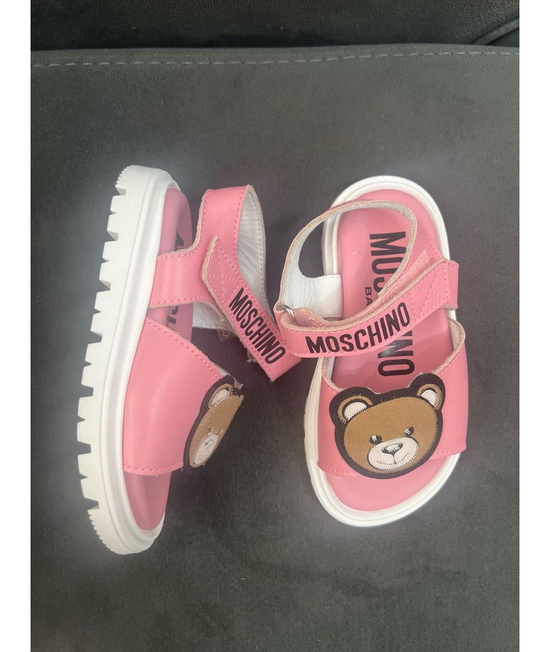 MOSCHINO Розовые кожаные сандалии и шлепанцы, фото 3
