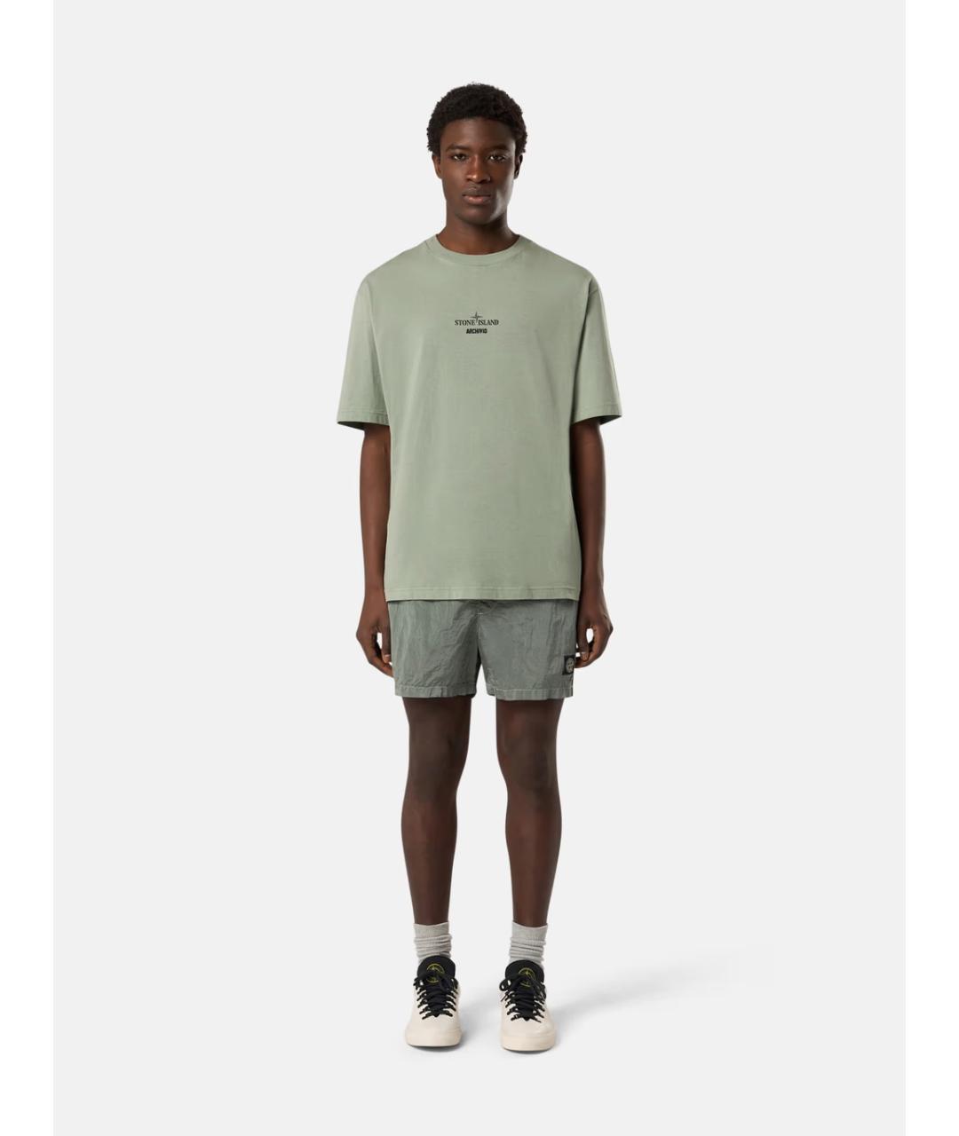 STONE ISLAND Хаки шорты, фото 4