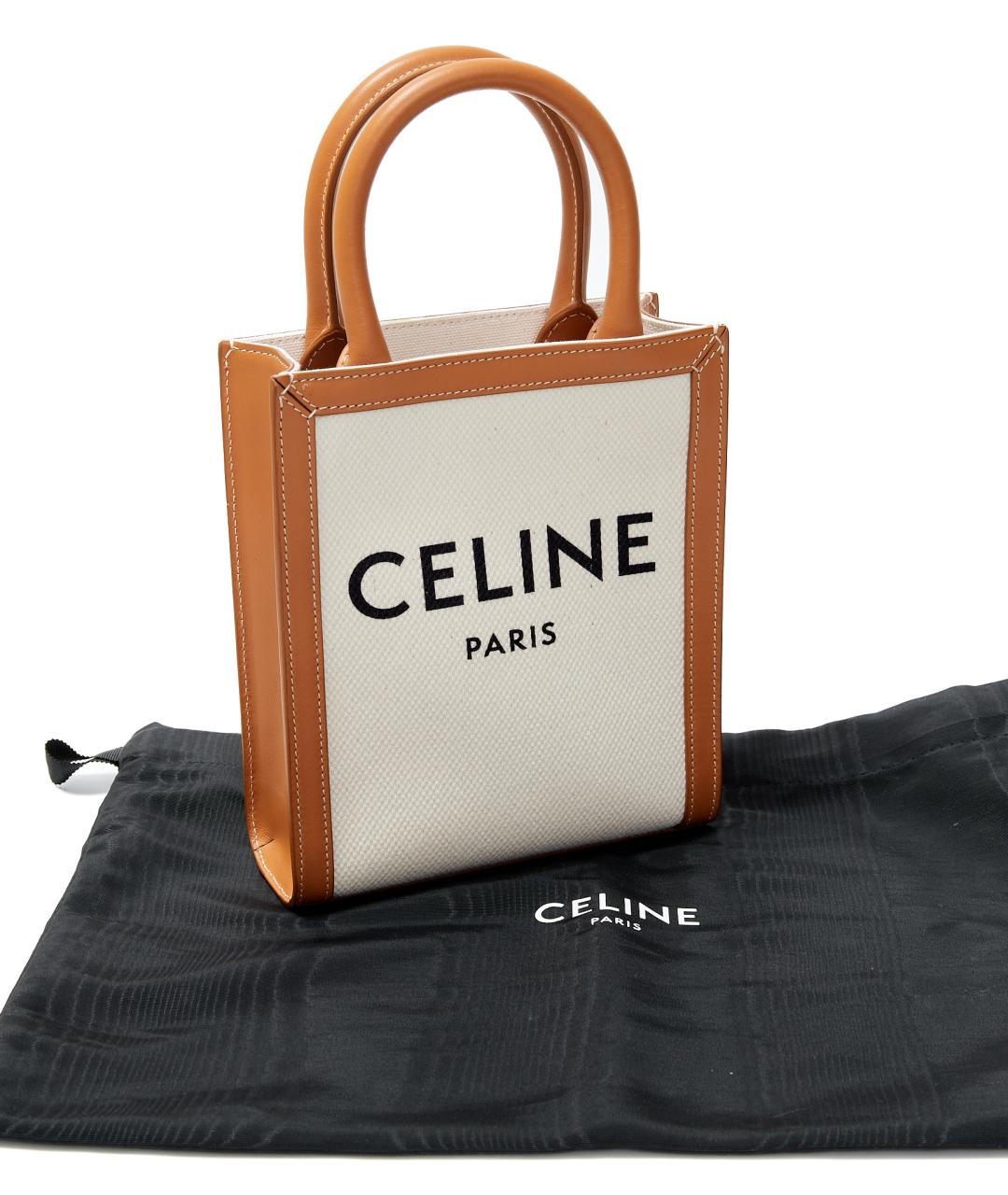 CELINE Бежевая кожаная сумка тоут, фото 7