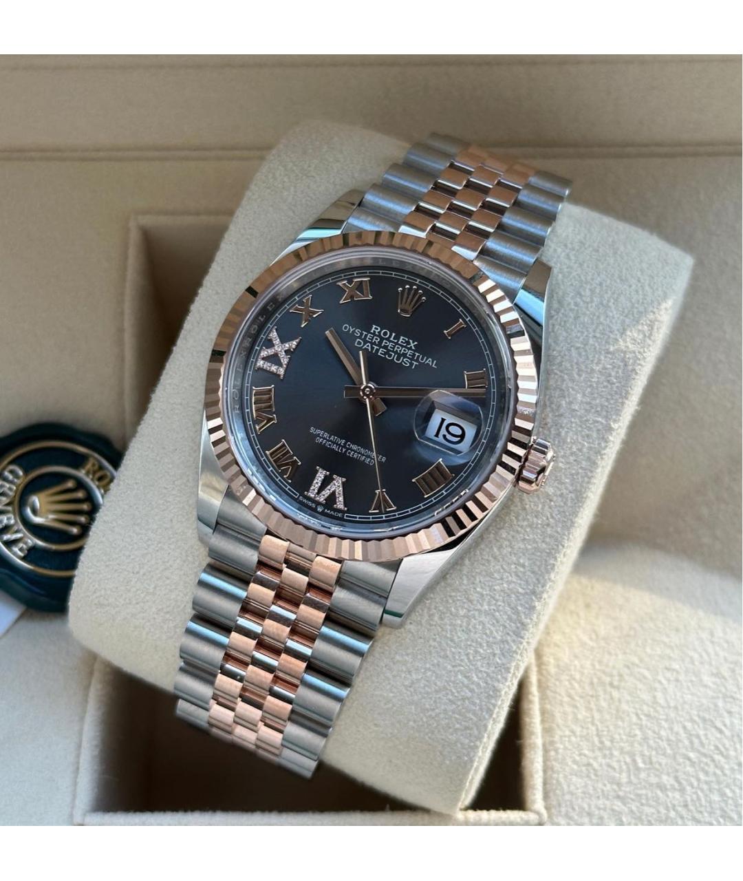 ROLEX Антрацитовые часы из розового золота, фото 2