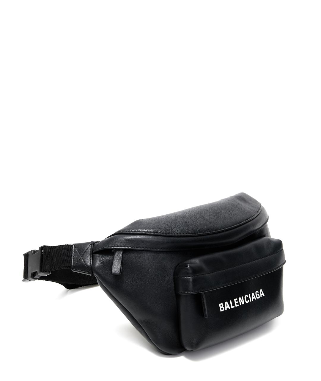 BALENCIAGA Черная кожаная поясная сумка, фото 2