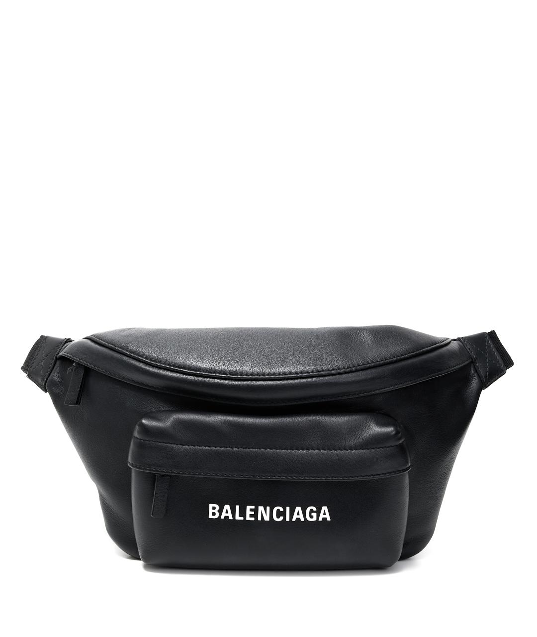 BALENCIAGA Черная кожаная поясная сумка, фото 1