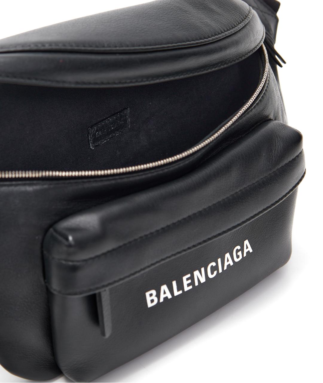 BALENCIAGA Черная кожаная поясная сумка, фото 6