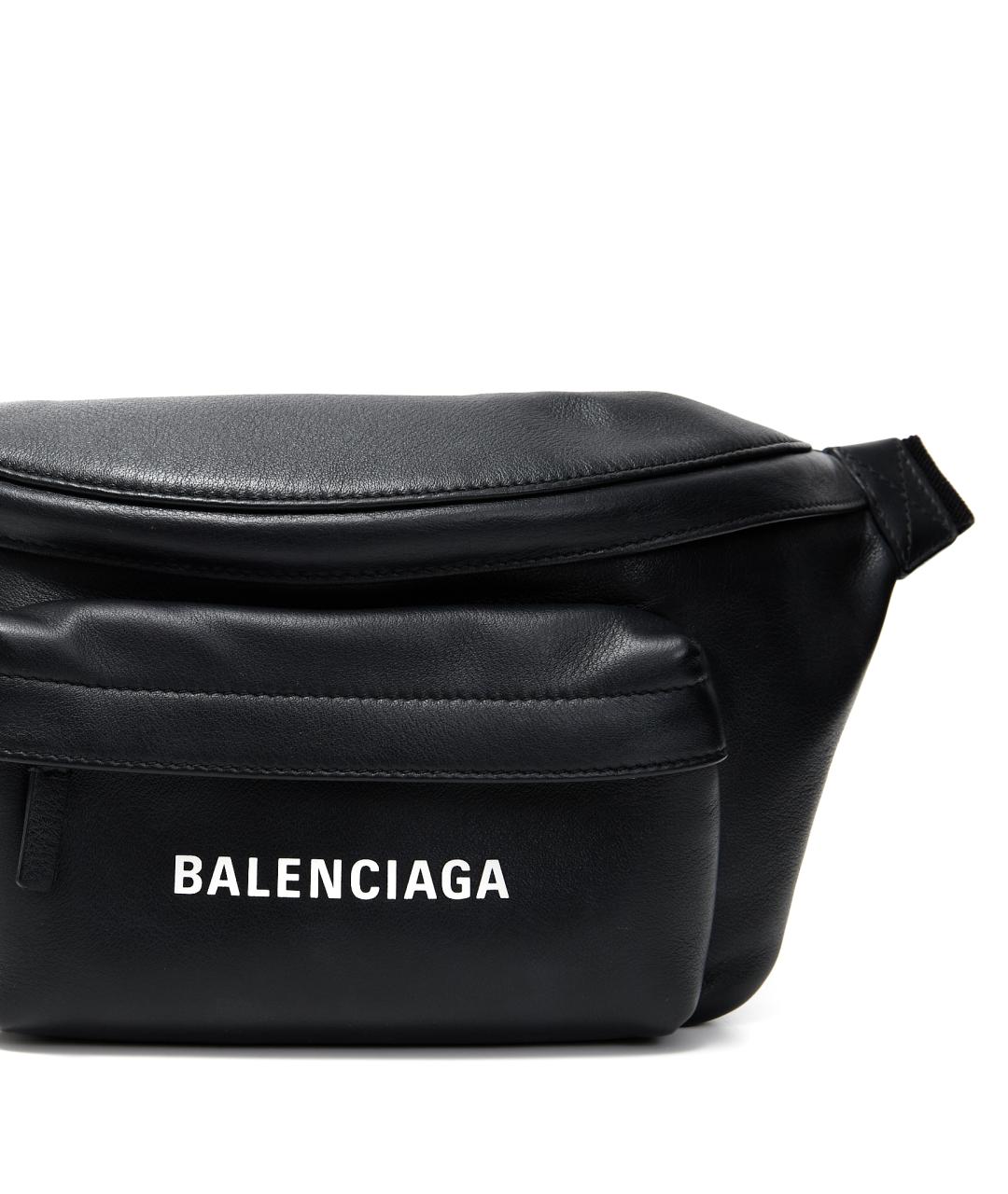 BALENCIAGA Черная кожаная поясная сумка, фото 4
