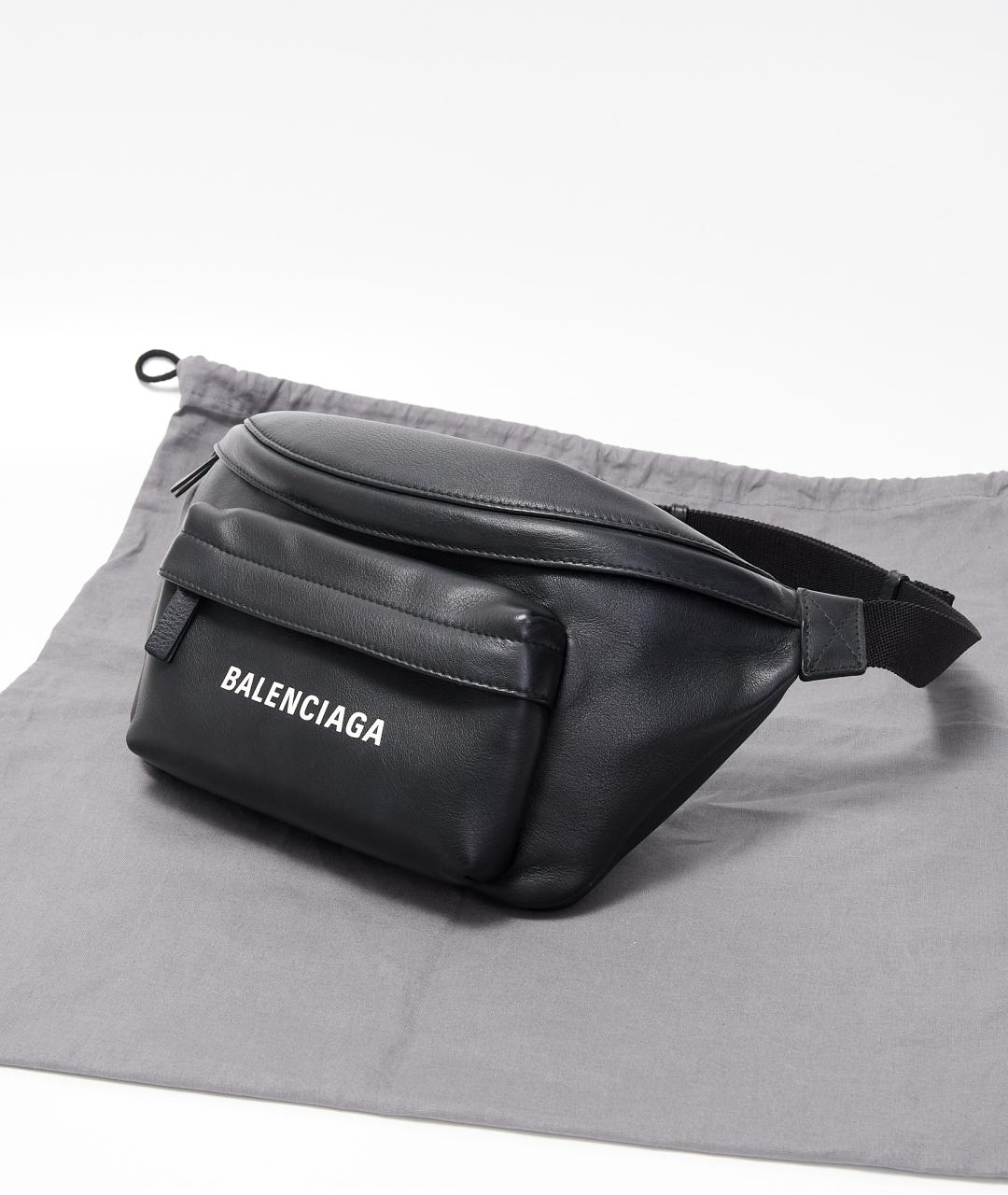 BALENCIAGA Черная кожаная поясная сумка, фото 8