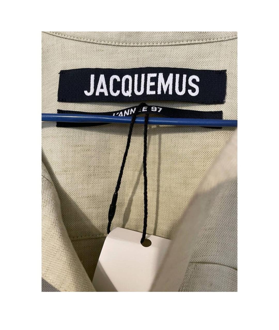 JACQUEMUS Бежевое льняное повседневное платье, фото 6