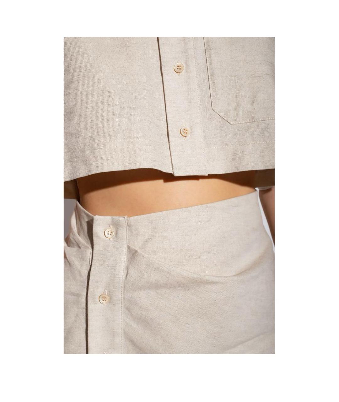 JACQUEMUS Бежевое льняное повседневное платье, фото 5