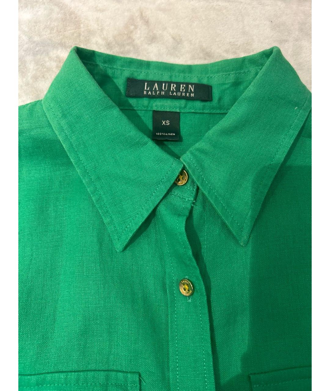 RALPH LAUREN Зеленая льняная рубашка, фото 2