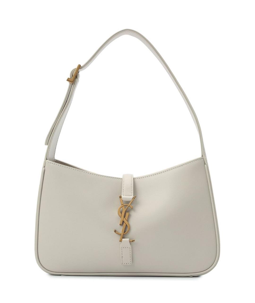 SAINT LAURENT Бежевая кожаная сумка через плечо, фото 8