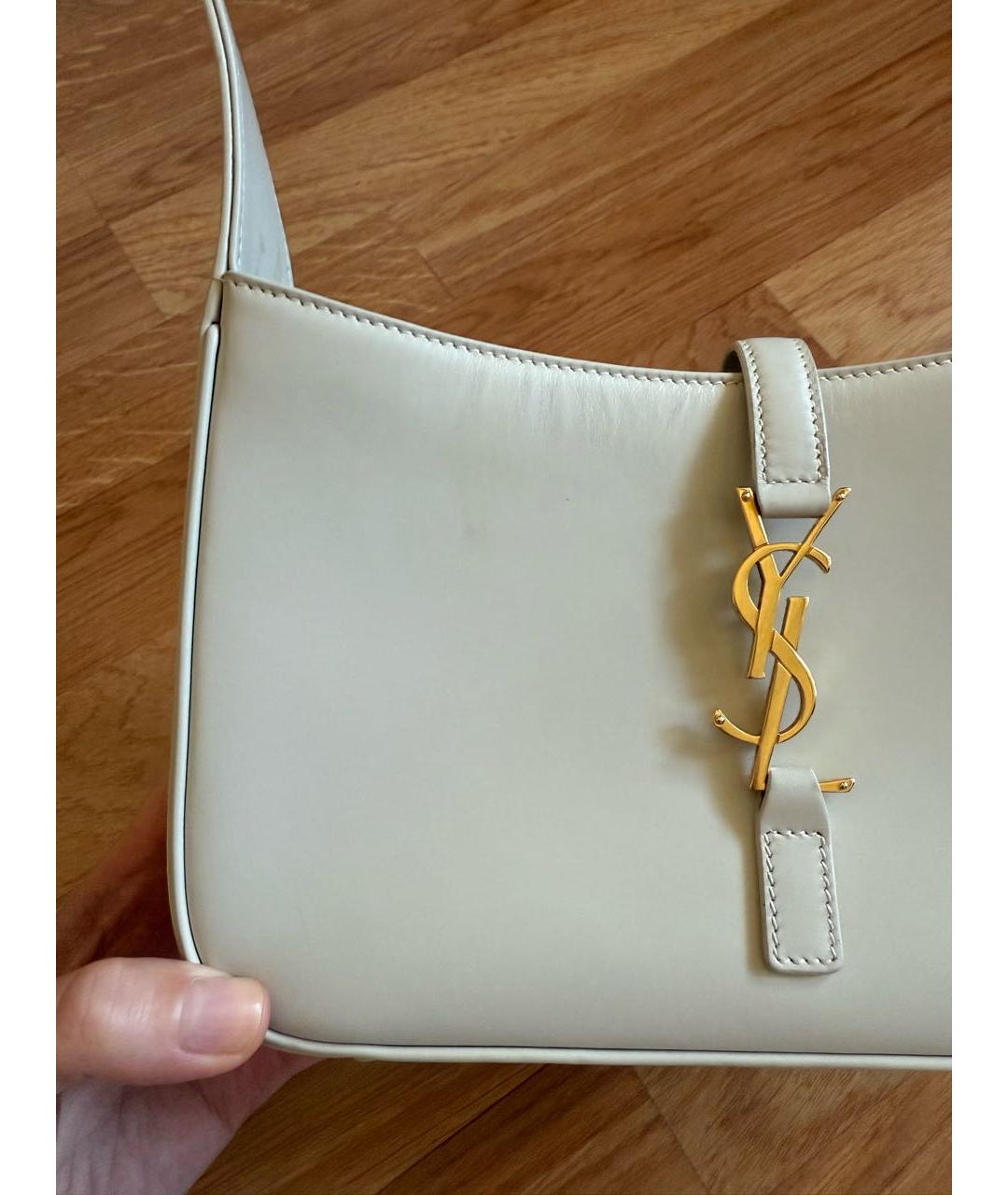 SAINT LAURENT Бежевая кожаная сумка через плечо, фото 2