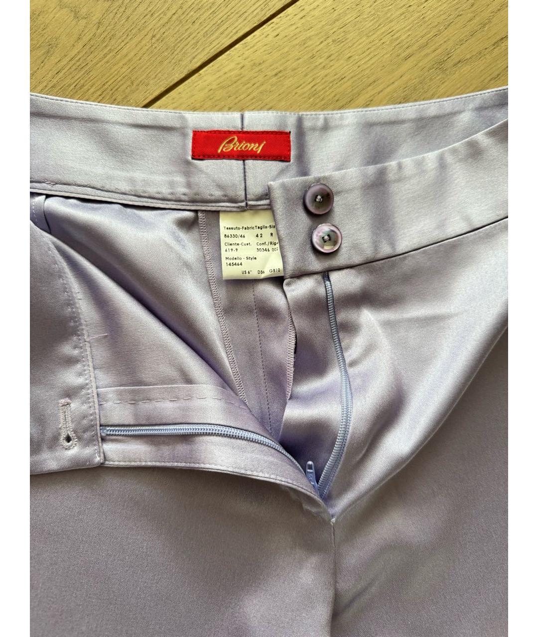 BRIONI Фиолетовые шелковые брюки узкие, фото 4