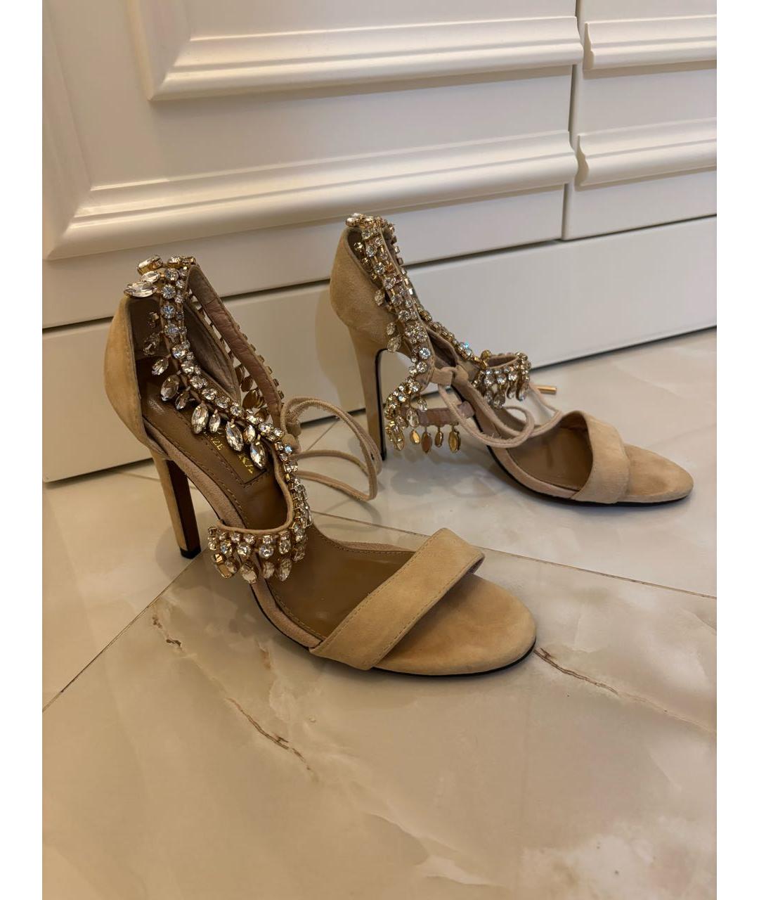 AQUAZZURA Бежевые замшевые босоножки, фото 3