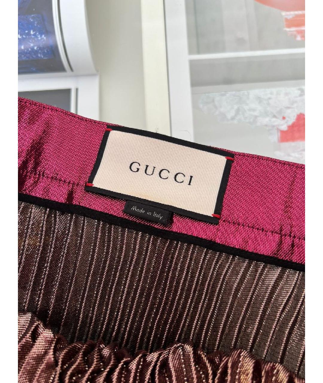 GUCCI Красная шелковая юбка миди, фото 8