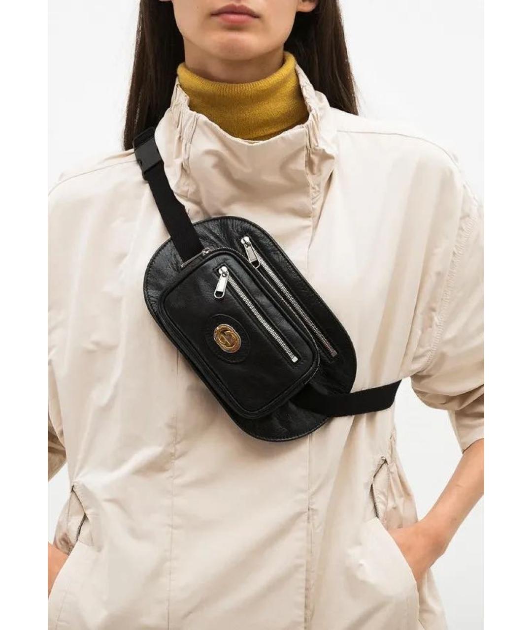 GUCCI Черная кожаная поясная сумка, фото 4