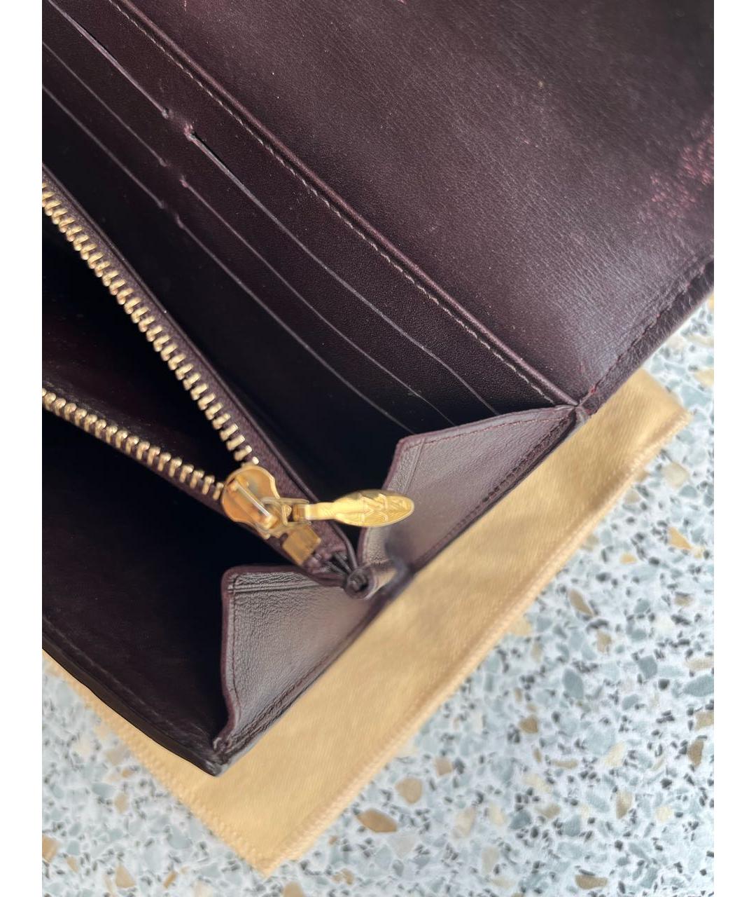 LOUIS VUITTON Бордовый кожаный кошелек, фото 4