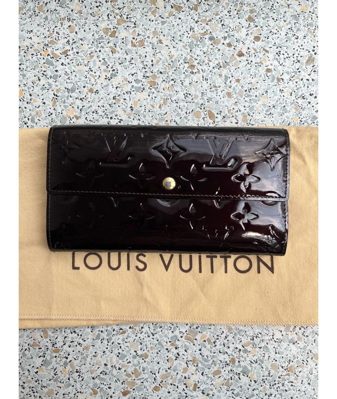 LOUIS VUITTON Бордовый кожаный кошелек, фото 5