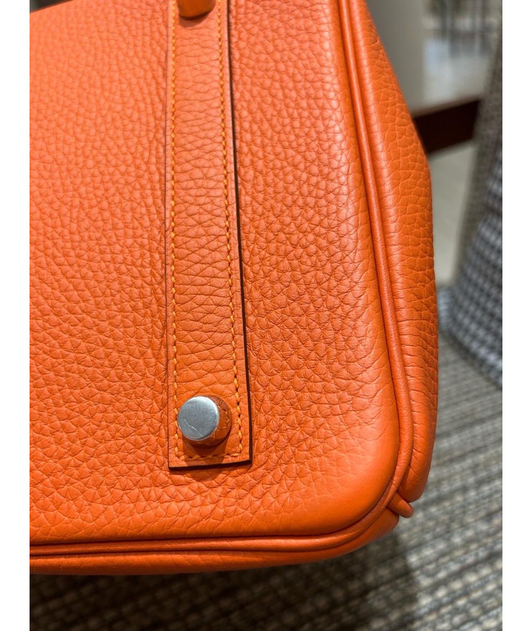 HERMES Оранжевая кожаная сумка с короткими ручками, фото 6