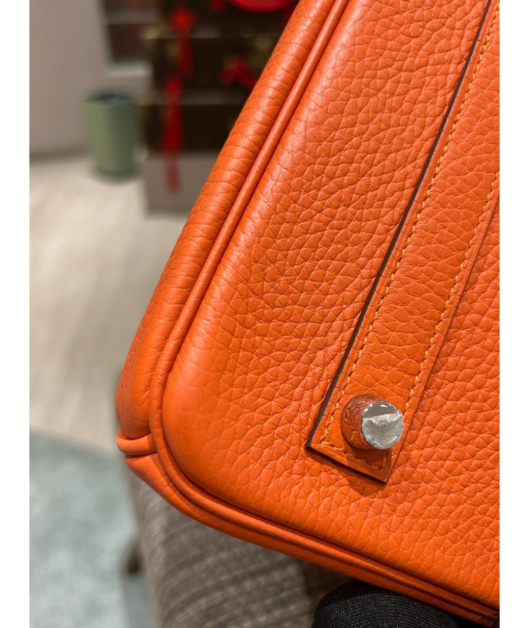 HERMES Оранжевая кожаная сумка с короткими ручками, фото 5