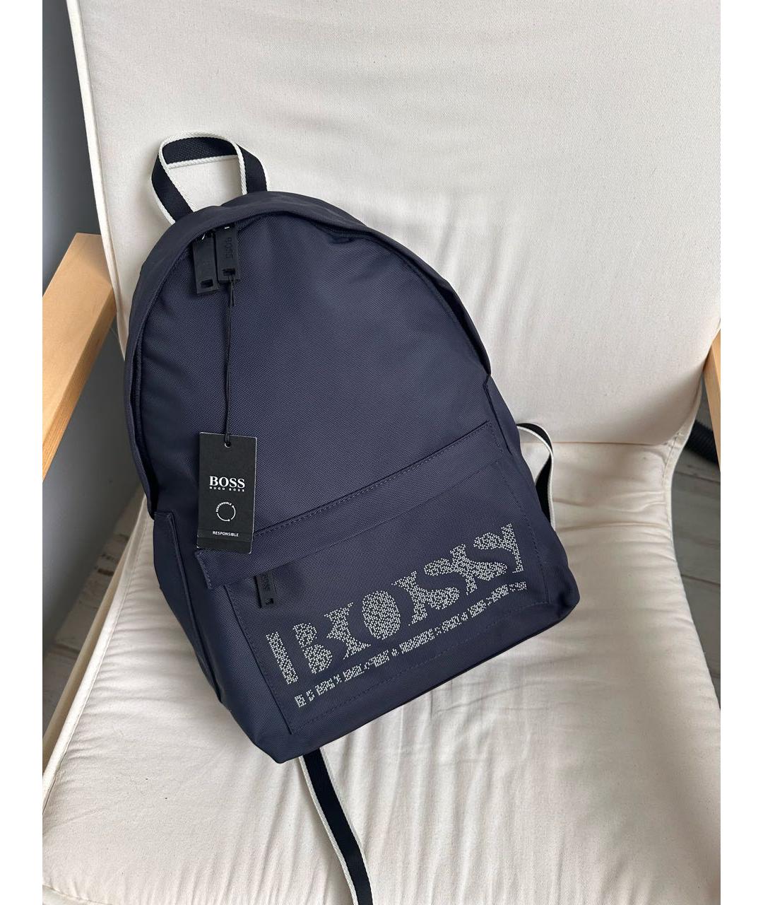 HUGO BOSS Темно-синий синтетический рюкзак, фото 5