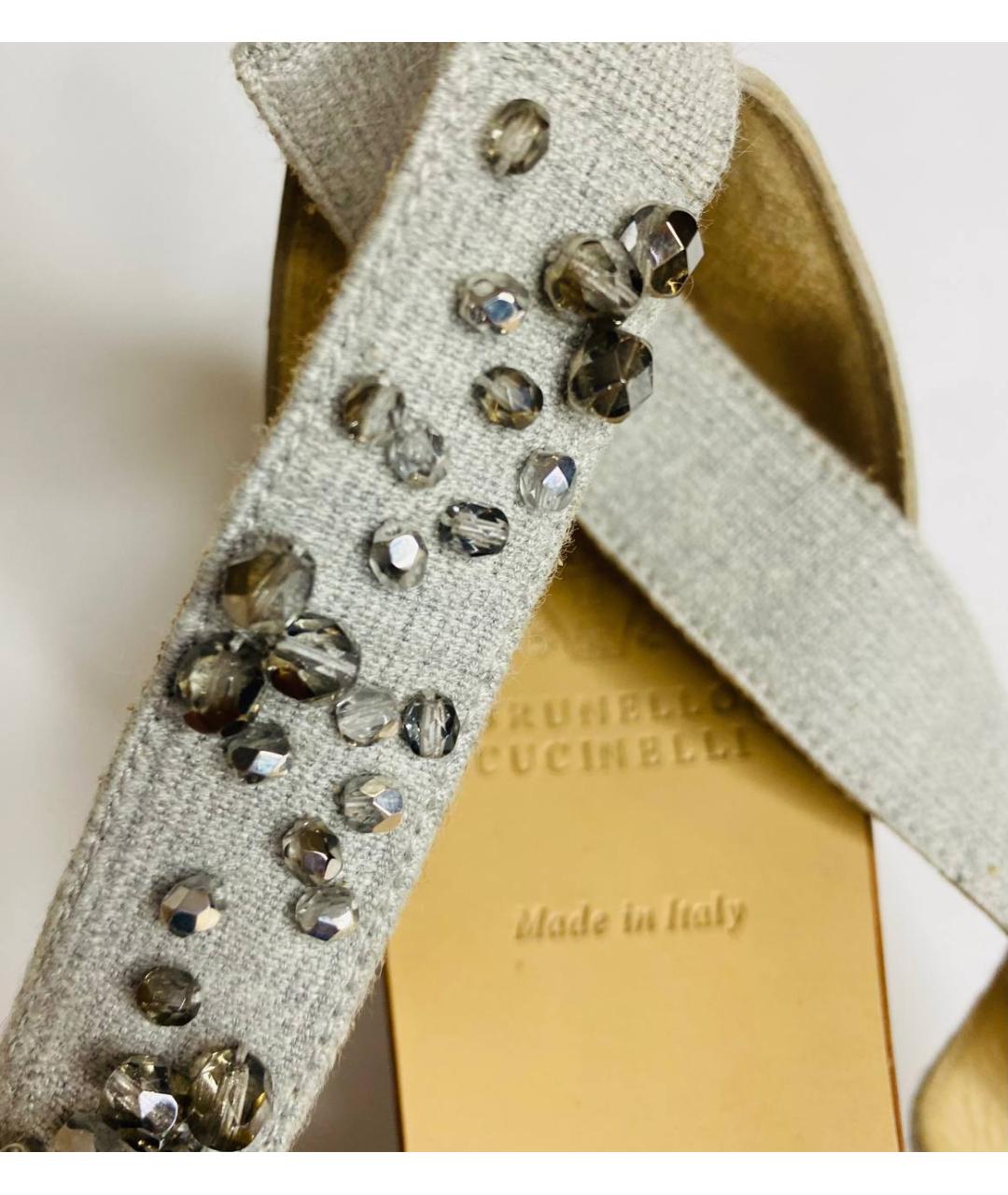 BRUNELLO CUCINELLI Серые кожаные босоножки, фото 6