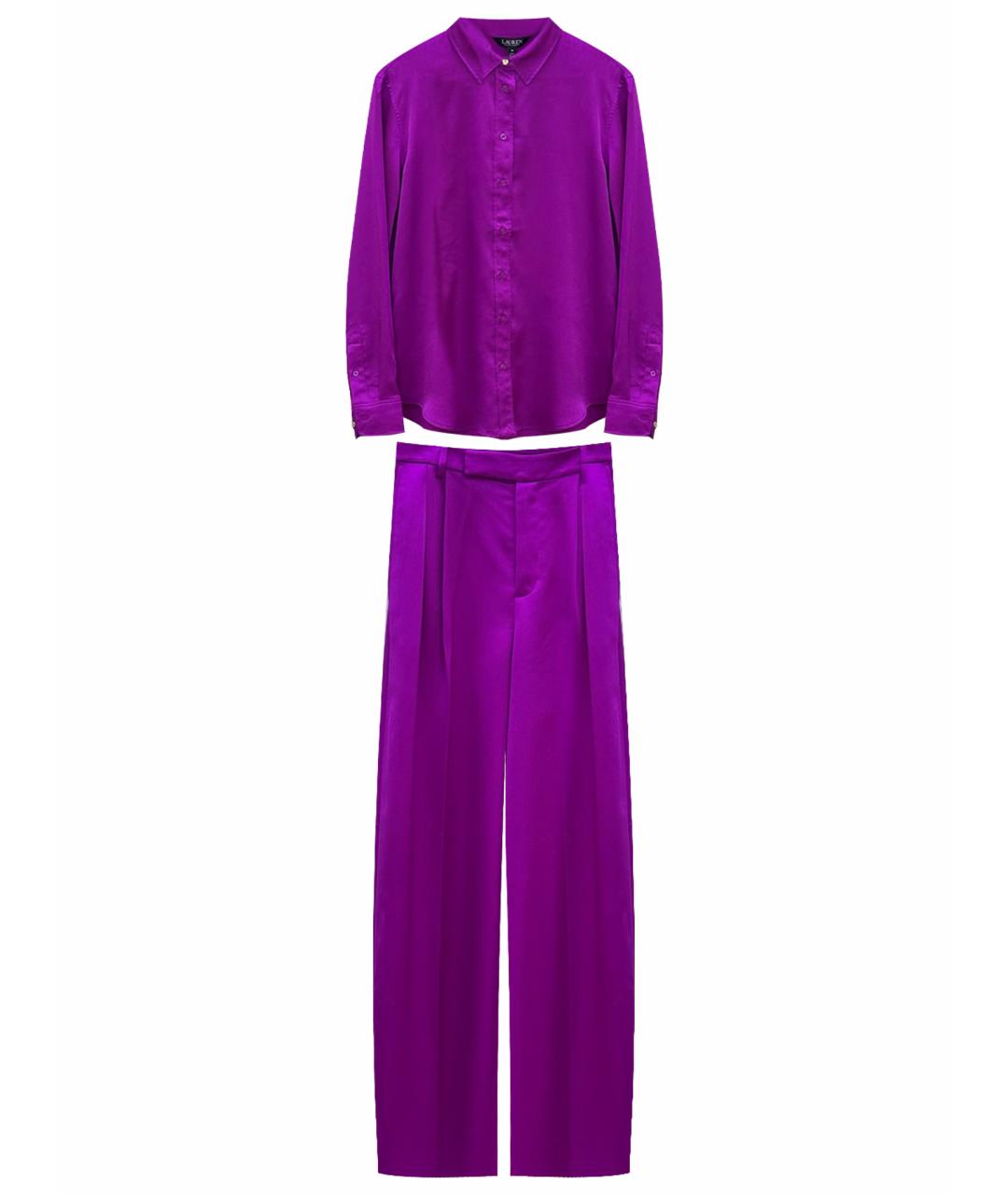 RALPH LAUREN Фиолетовый шелковый костюм с брюками, фото 1