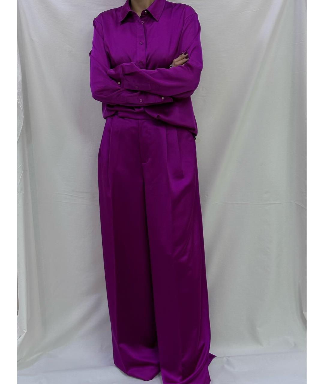 RALPH LAUREN Фиолетовый шелковый костюм с брюками, фото 3