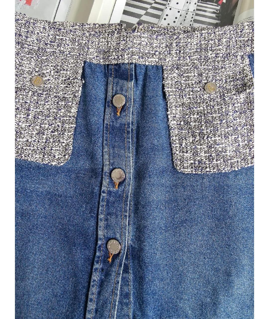 DOLCE&GABBANA Голубая хлопковая юбка мини, фото 4