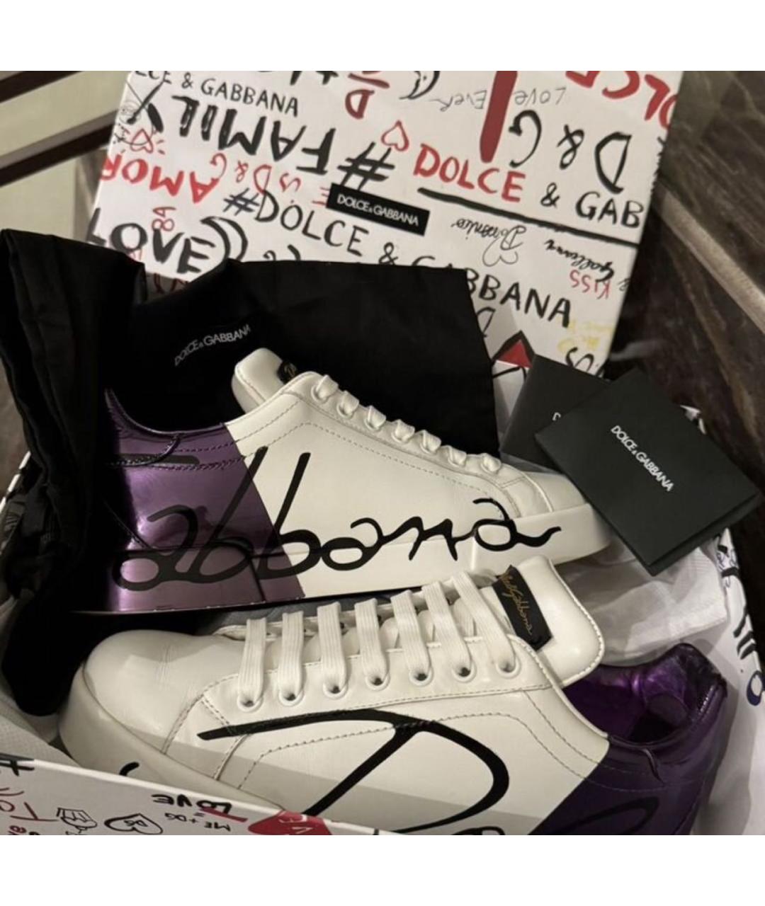 DOLCE&GABBANA Белые кожаные кеды, фото 8