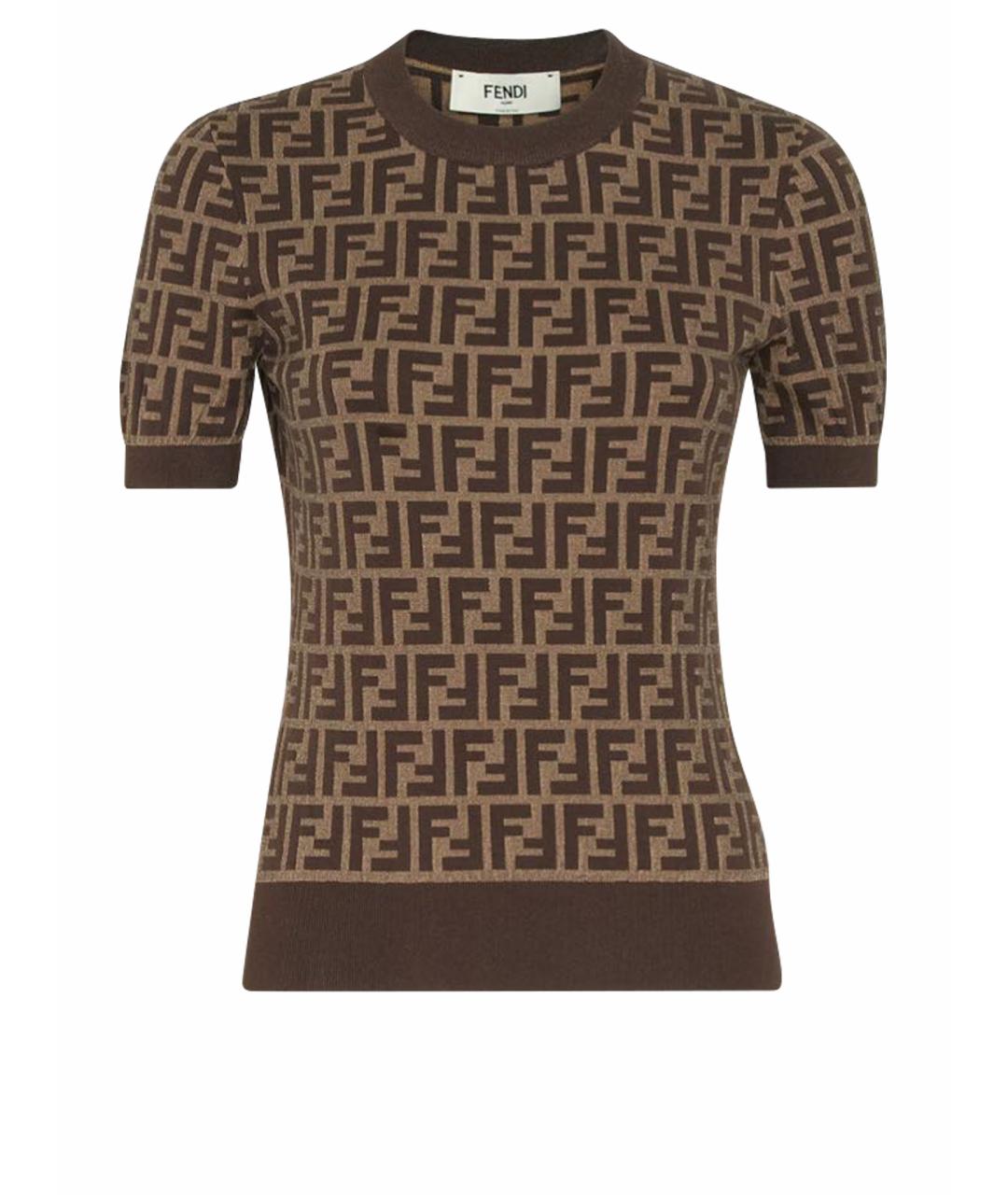 FENDI Коричневый хлопковый джемпер / свитер, фото 1