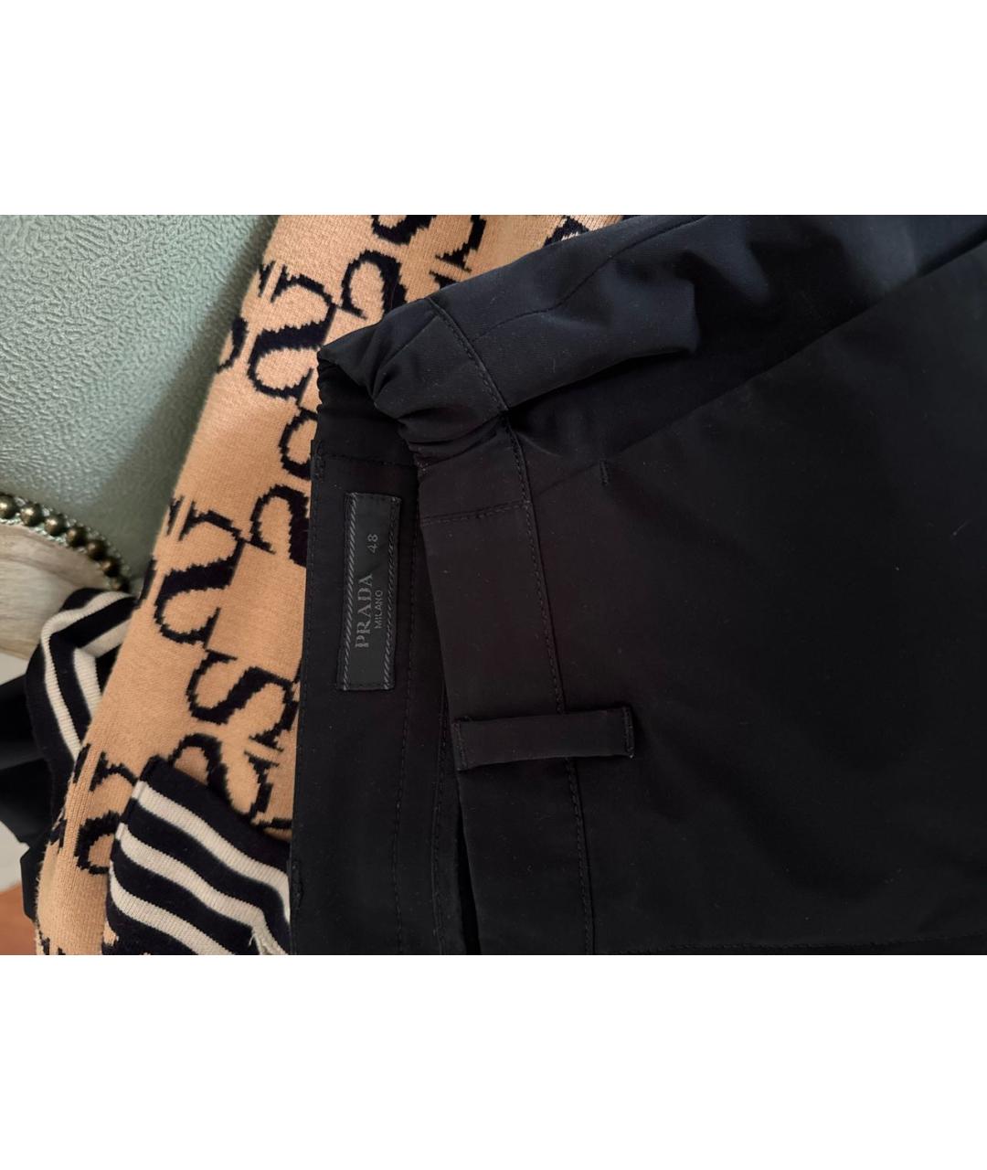 PRADA Черные полиэстеровые повседневные брюки, фото 3