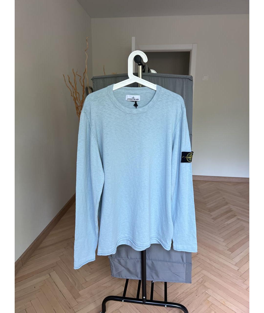 STONE ISLAND Голубой хлопковый джемпер / свитер, фото 5