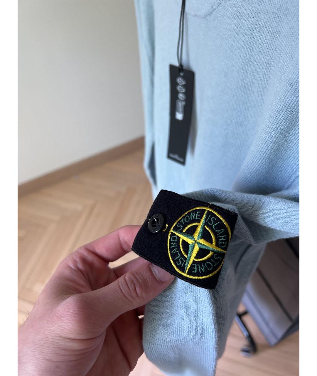 STONE ISLAND Голубой хлопковый джемпер / свитер, фото 3