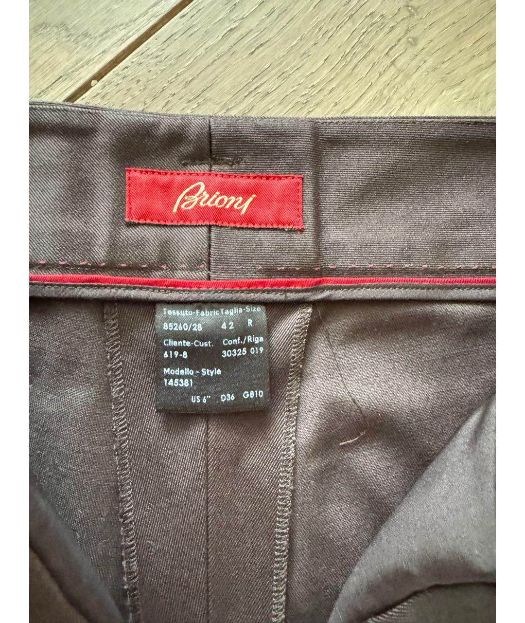 BRIONI Коричневые хлопковые брюки узкие, фото 4