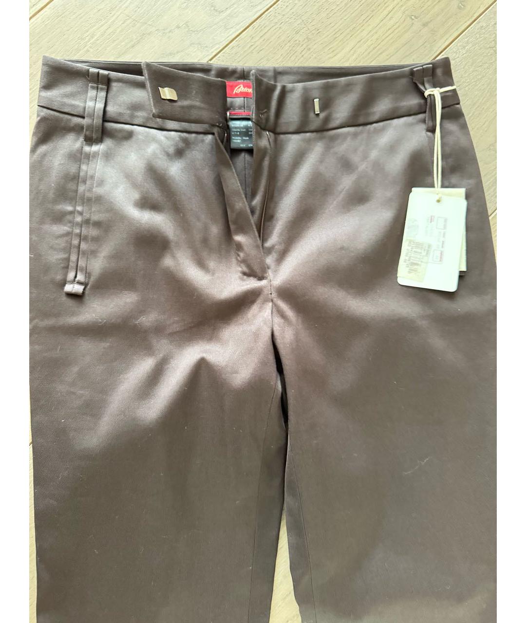 BRIONI Коричневые хлопковые брюки узкие, фото 3