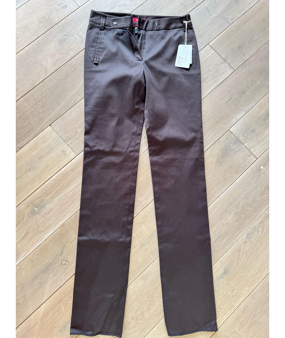 BRIONI Коричневые хлопковые брюки узкие, фото 5
