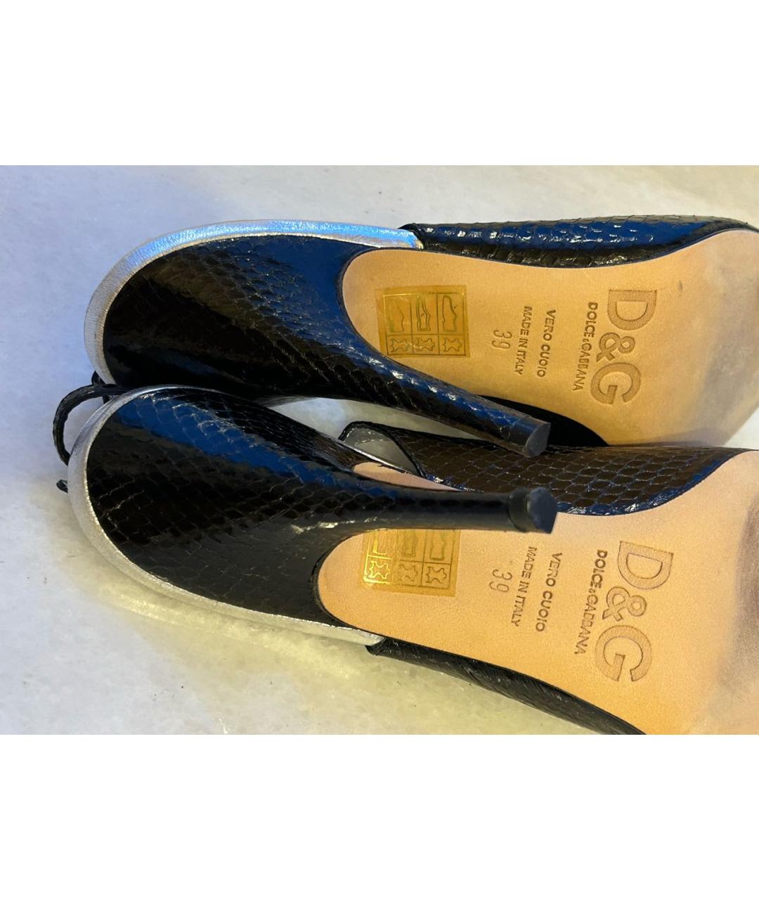 DOLCE&GABBANA Черные кожаные босоножки, фото 3