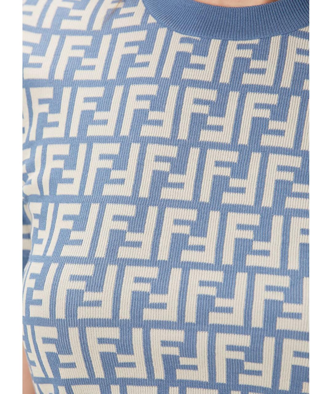 FENDI Голубой хлопковый джемпер / свитер, фото 5