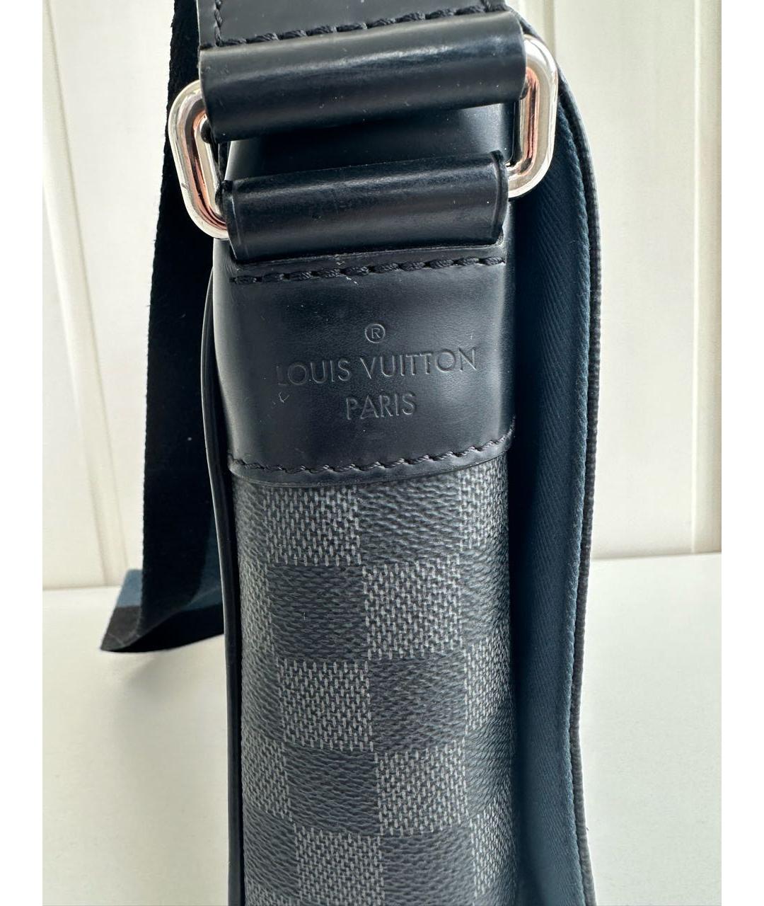 LOUIS VUITTON Черная кожаная сумка на плечо, фото 2