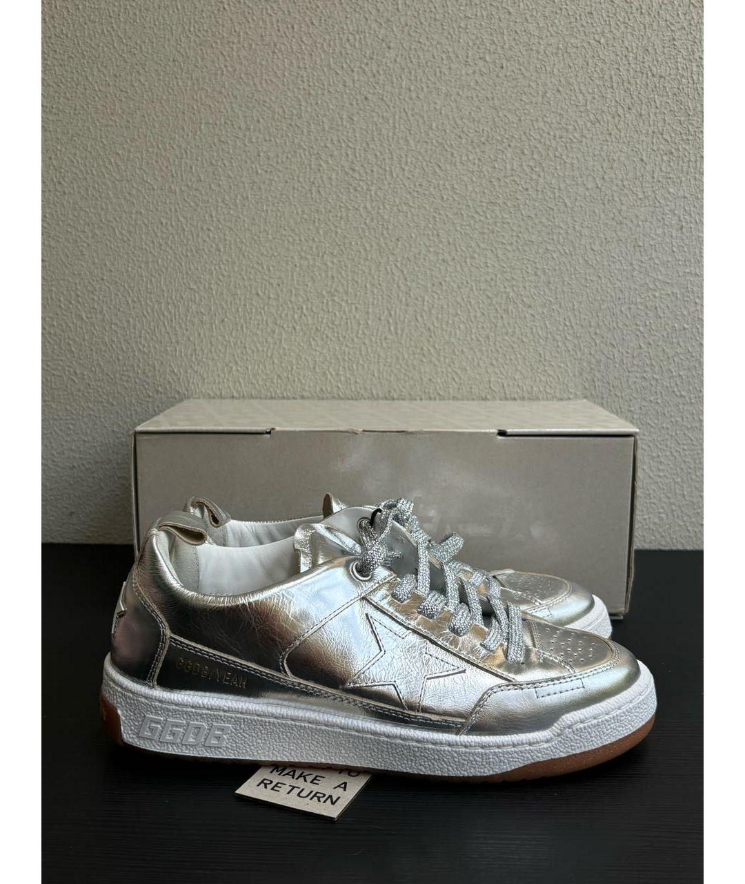 GOLDEN GOOSE DELUXE BRAND Серебряные кожаные кеды, фото 5