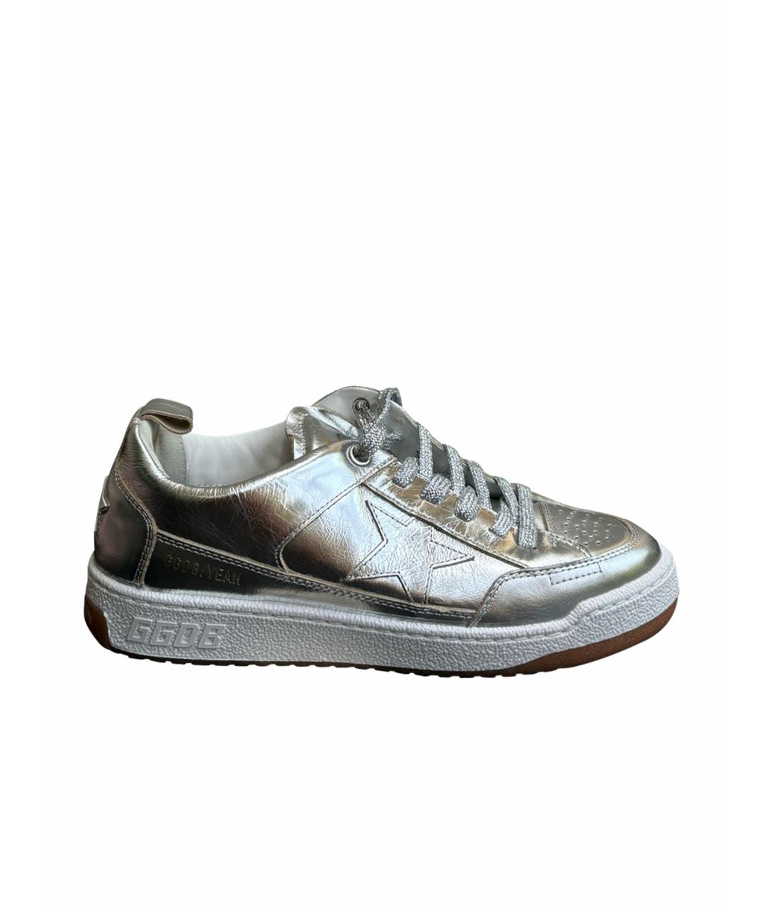 GOLDEN GOOSE DELUXE BRAND Серебряные кожаные кеды, фото 1