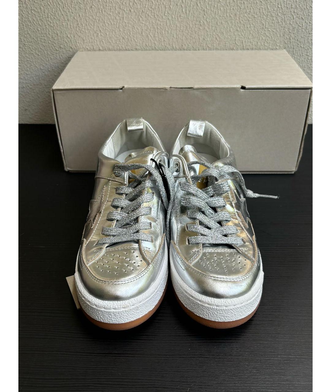GOLDEN GOOSE DELUXE BRAND Серебряные кожаные кеды, фото 2