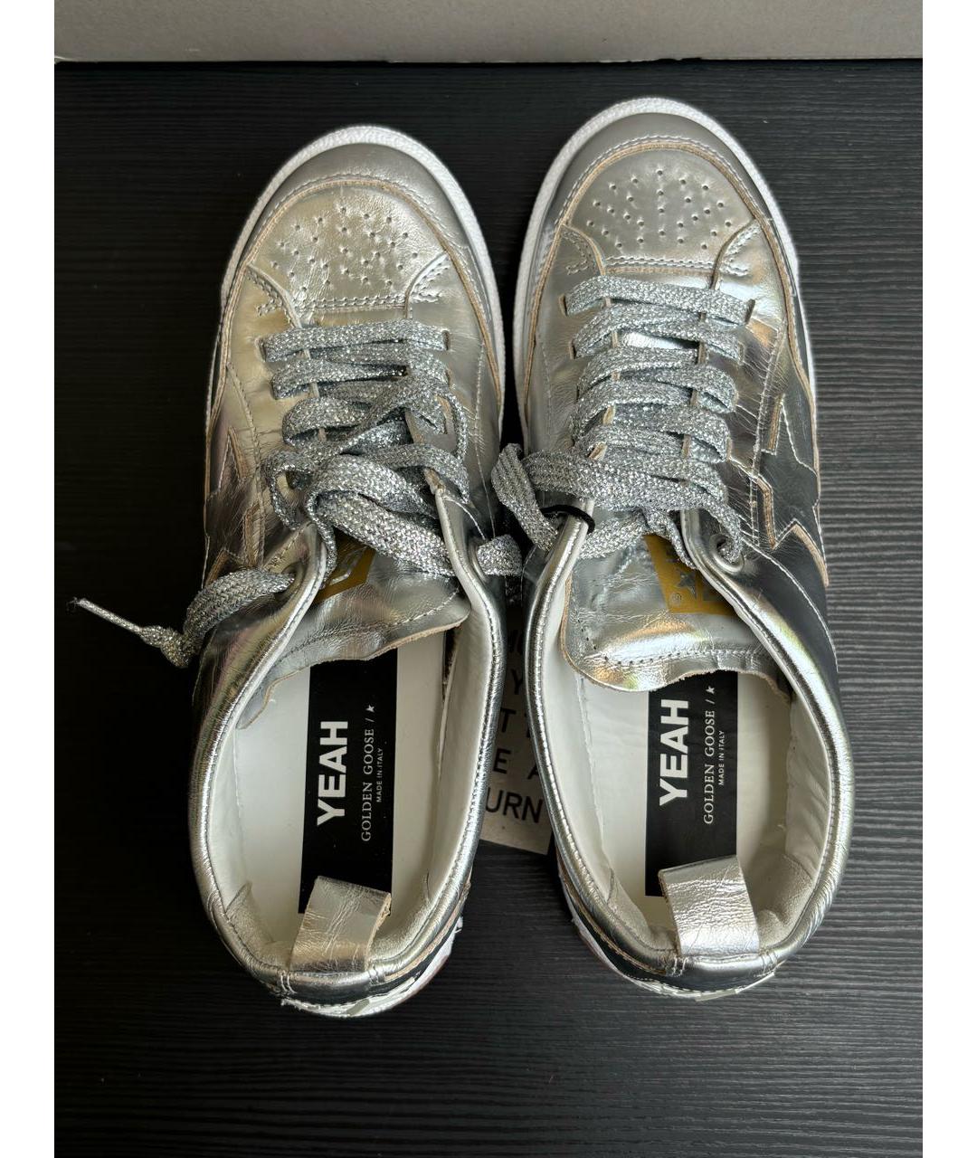 GOLDEN GOOSE DELUXE BRAND Серебряные кожаные кеды, фото 3