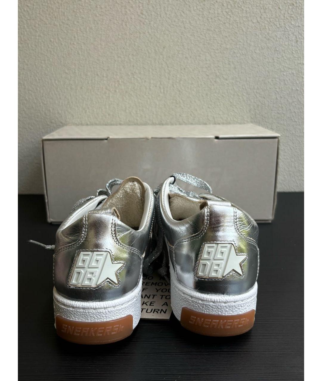 GOLDEN GOOSE DELUXE BRAND Серебряные кожаные кеды, фото 4