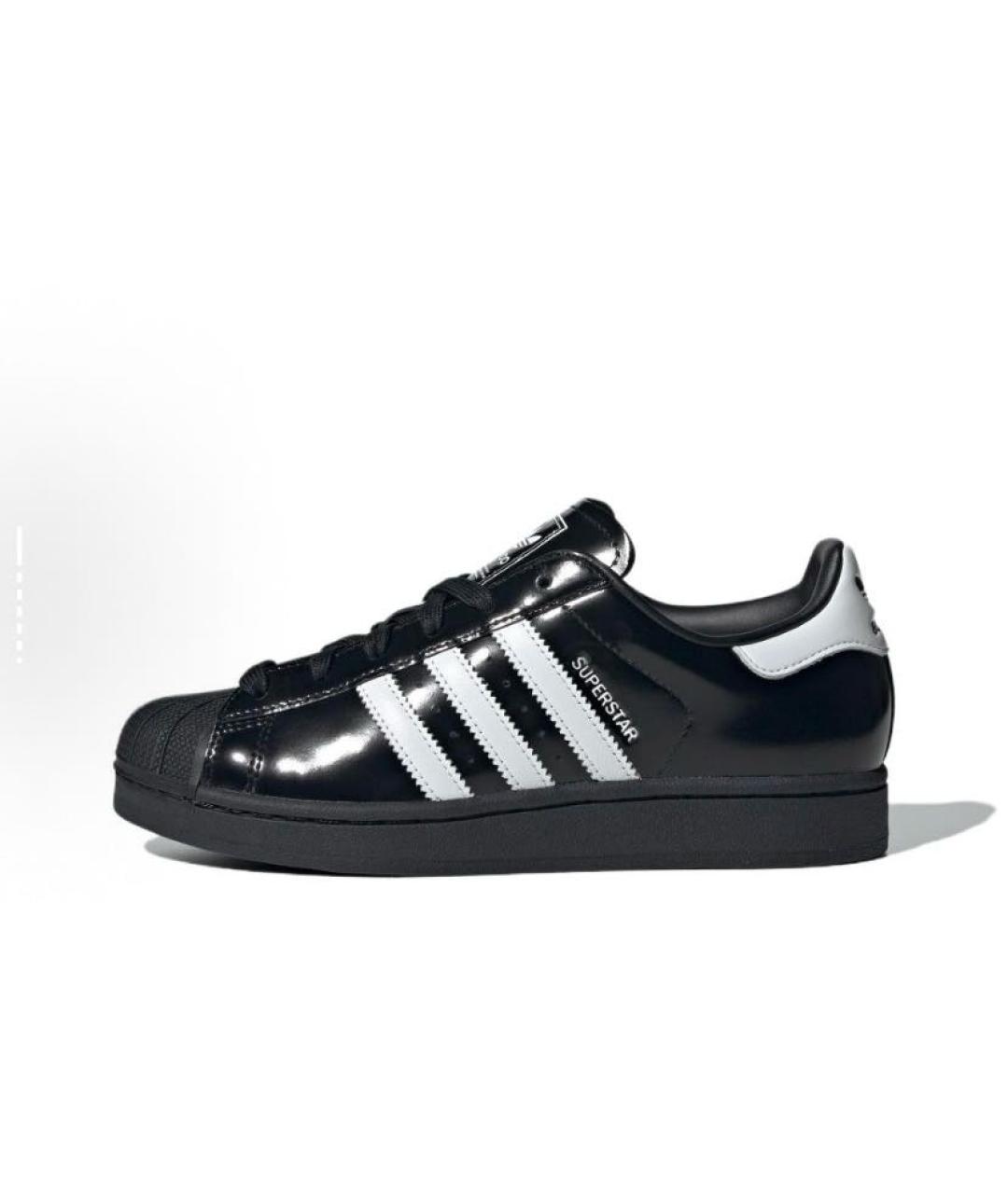 ADIDAS Черные кожаные низкие кроссовки / кеды, фото 3