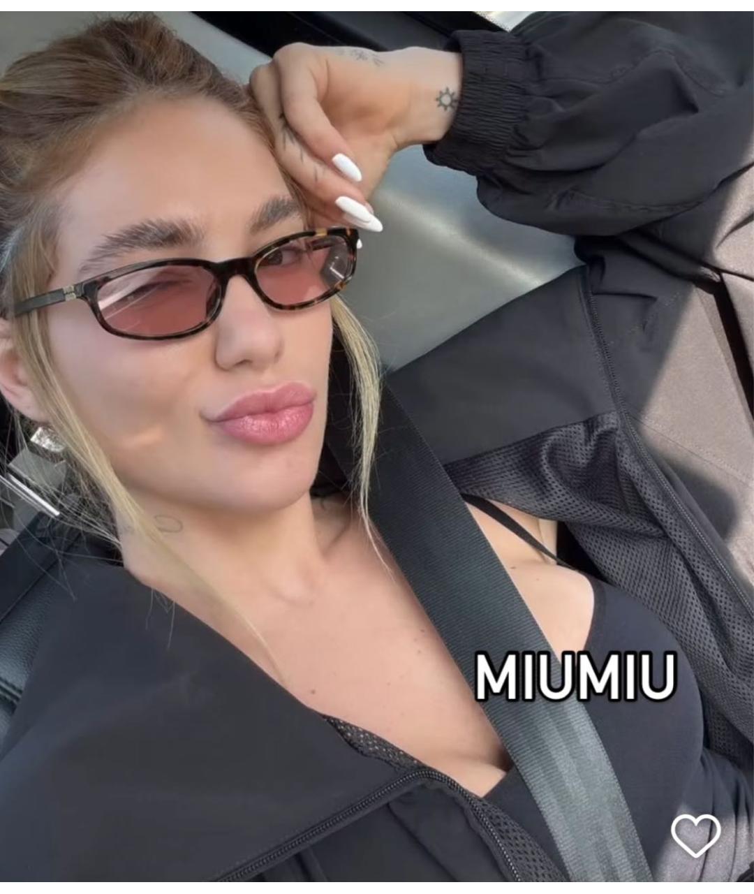 MIU MIU Коричневые пластиковые солнцезащитные очки, фото 5